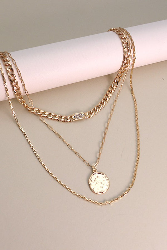 Link Chain Charm Multi Layer Necklace