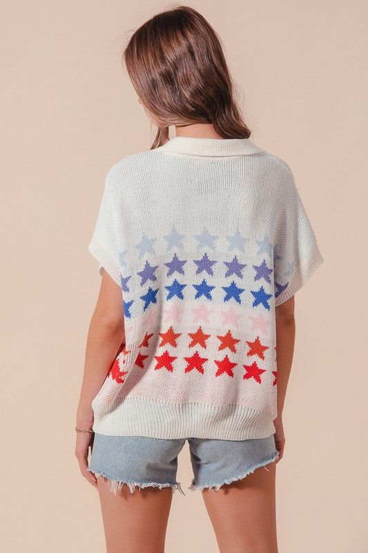 Collared Flag Sweater Top