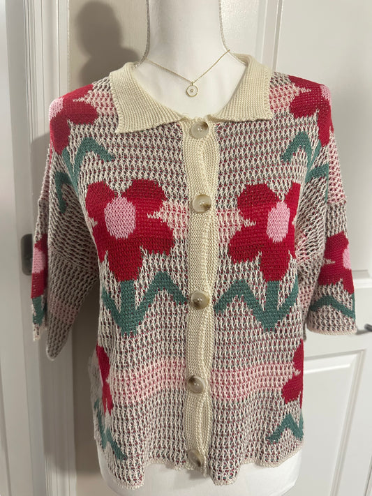 Collared Floral Button Down Blouse
