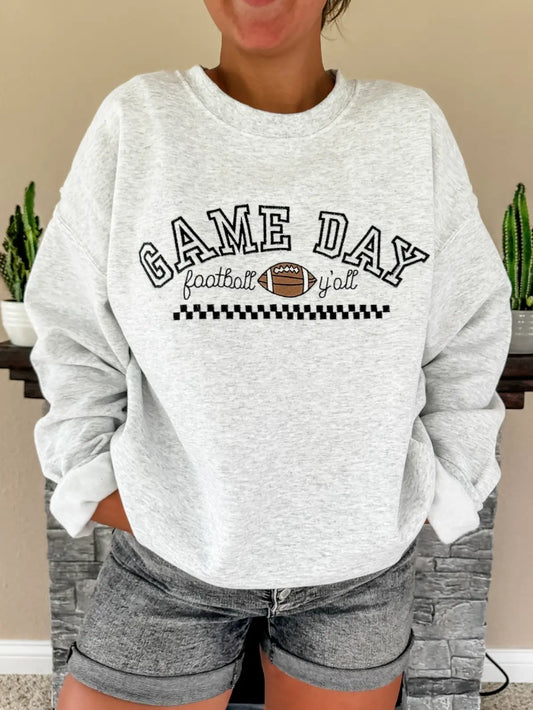 Game Day Embroidered Crew Neck